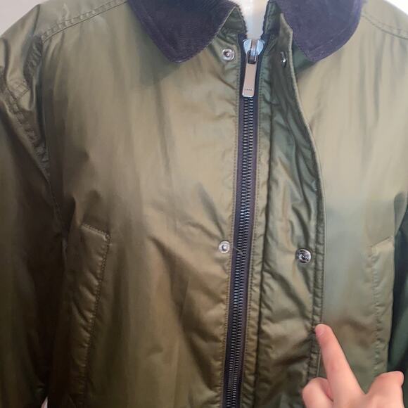 Zara Large Green Collared Jacket Deep Pockets New Without Tags zip closure - Picture 10 of 11